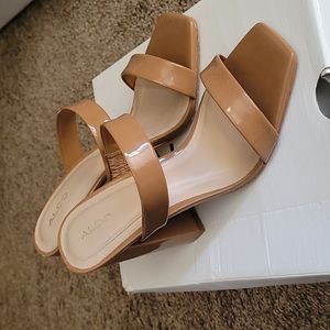 Aldo nude square toe mule